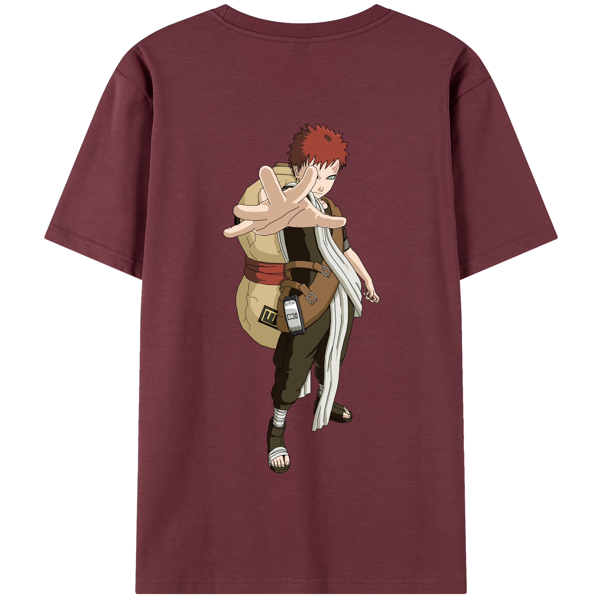 （画像用） NARUTO -ナルト- ガアラ Gaara 綿100％半袖Tシャツ（背面プリント）